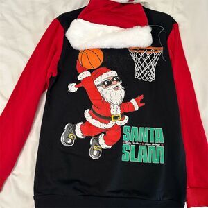 Threads Santa Slam Christmas Sweatshirt & Hat Set 12 Boys Unisex Red